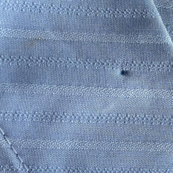 Chico's No Iron Stretch Blue Shadow Stripe Top Balloon Sleeves Size 14 - Picture 12 of 15